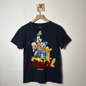 Disney T-Shirt Mickey Mouse Size Navy Blue Crewneck Graphic Cotton Size XL 14/16